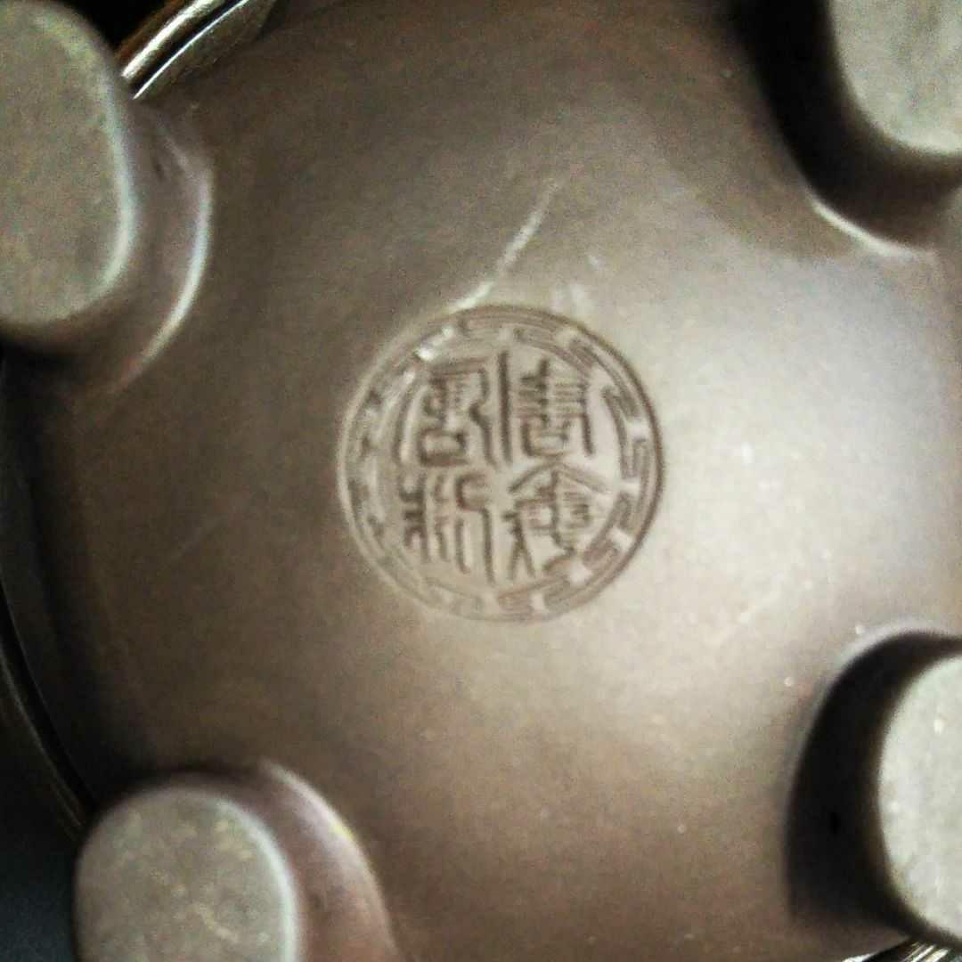 ※中国古美術/朱泥紫砂象型四足茶壺/(底款:周検風制)