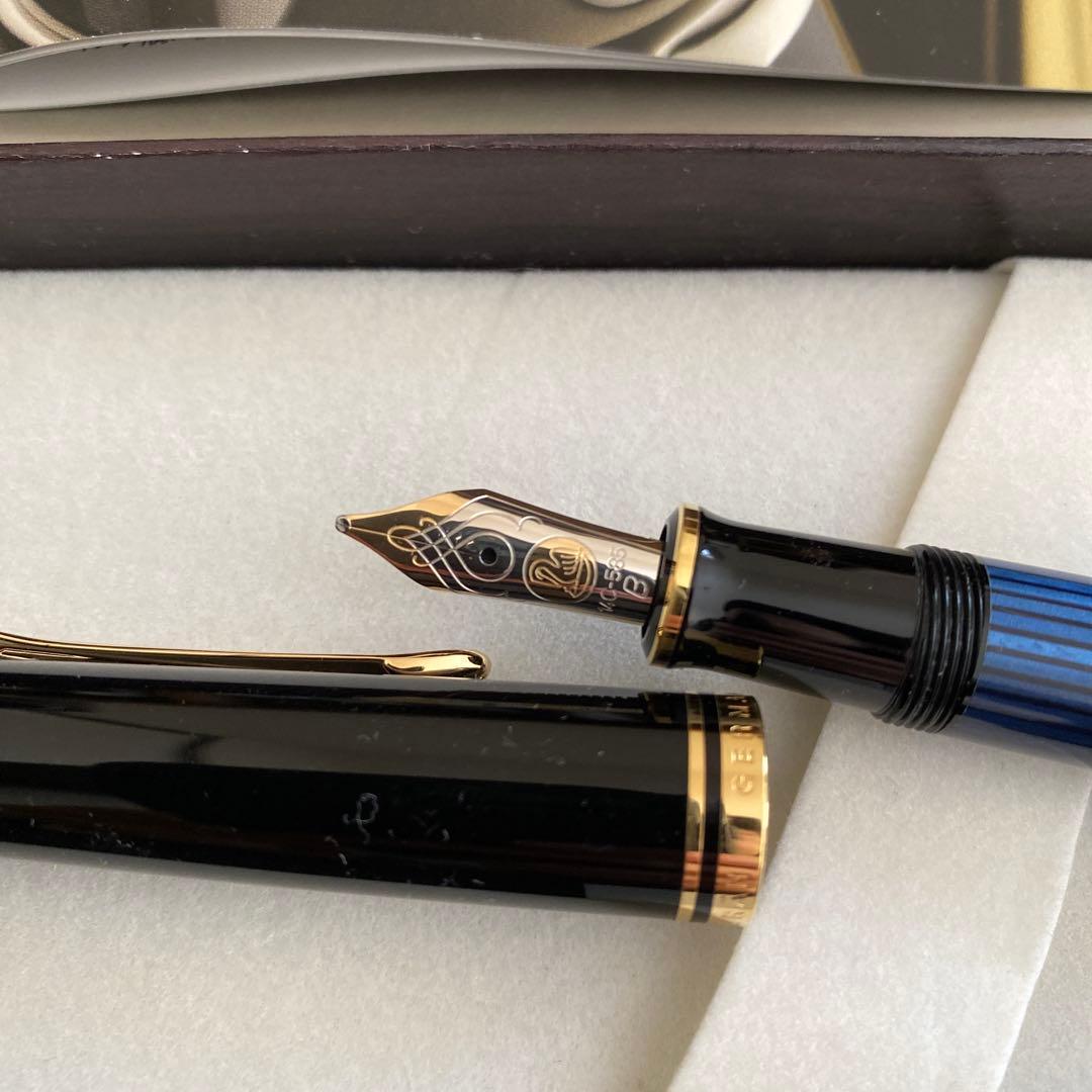 Pelikan 万年筆 Bペン先 保証書 M600 青縞 スーベレーン 名前入り