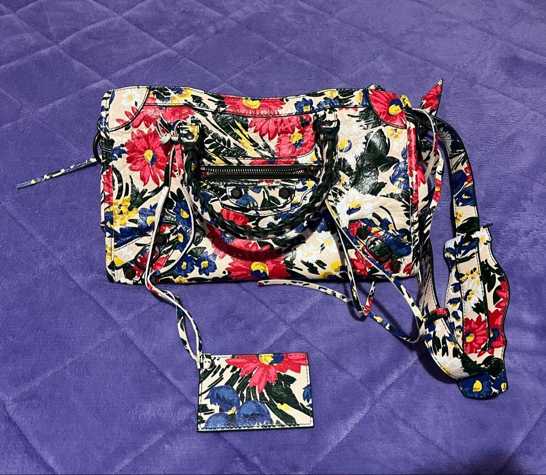 【美品】BALENCIAGA バレンシアガ フローラルプリント バッグ シティ