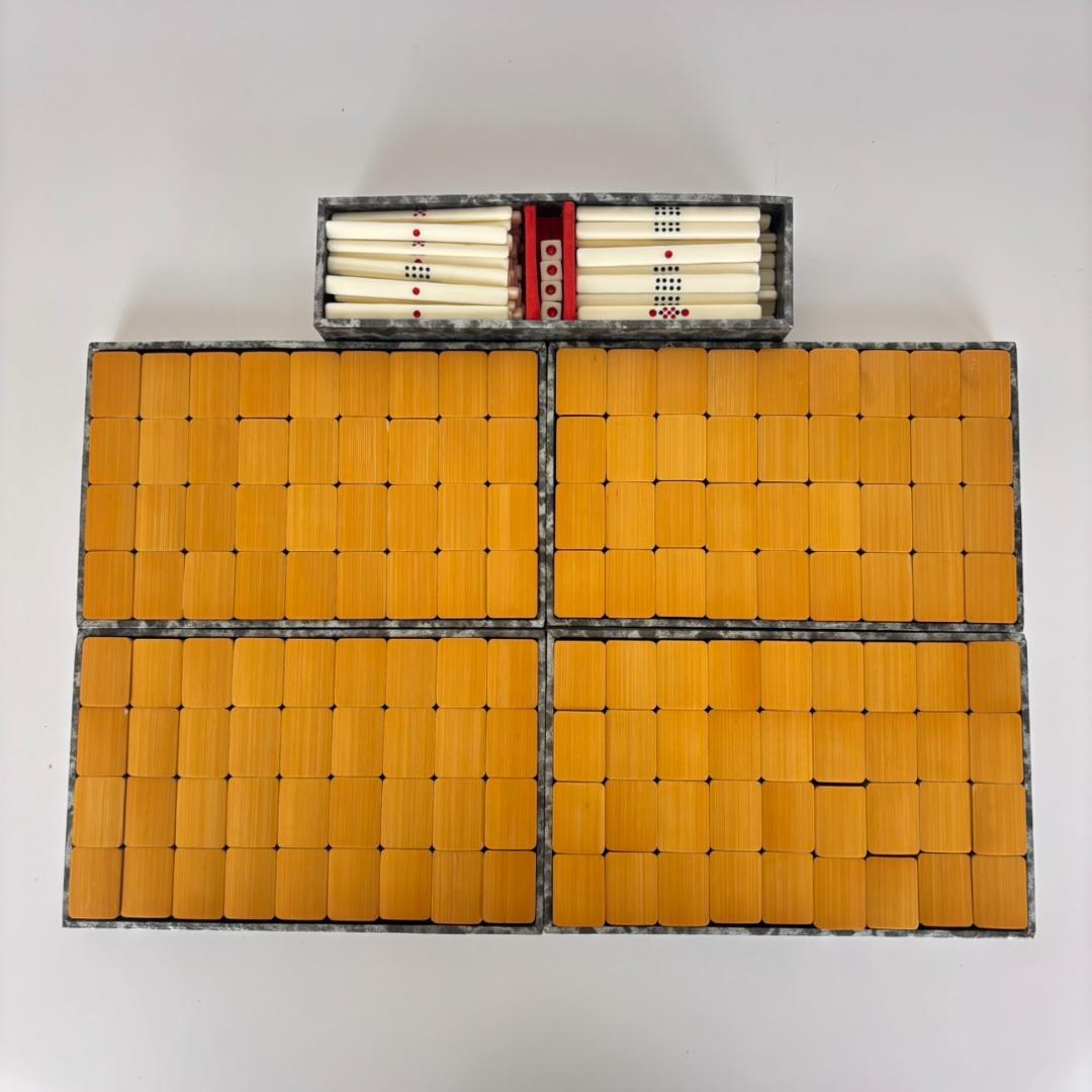 【希少】 レトロ ヴィンテージ 麻雀牌 背竹牌 結婚記念