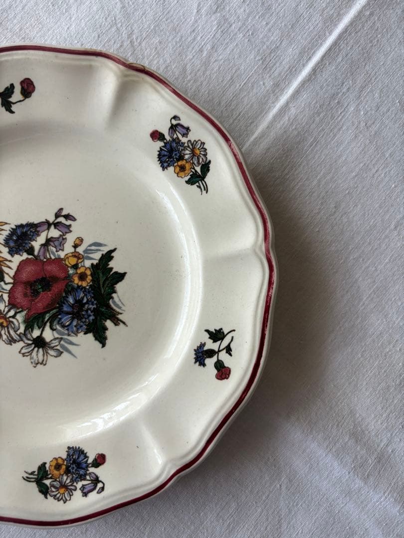 フランス アンティーク サルグミンヌ プレートアグレスト 花リム