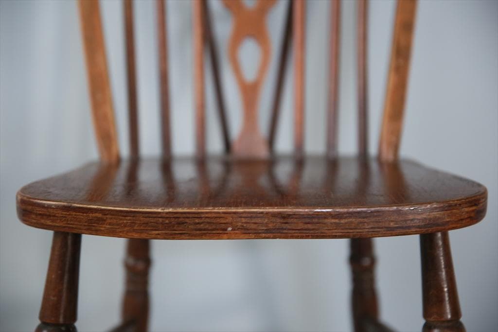 英国アンティーク木製ホイールバックチェア/ダイニングイス/椅子(91-196-2