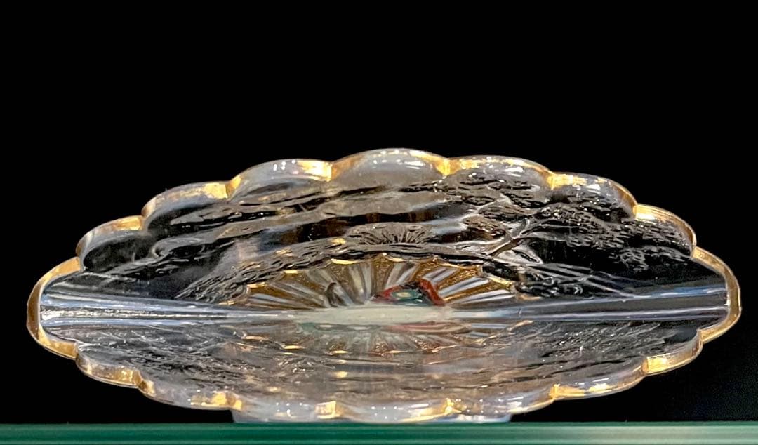 BACCARATバカラ /※極珍品 美品 上級多彩装飾 松蝶図扇形花瓶