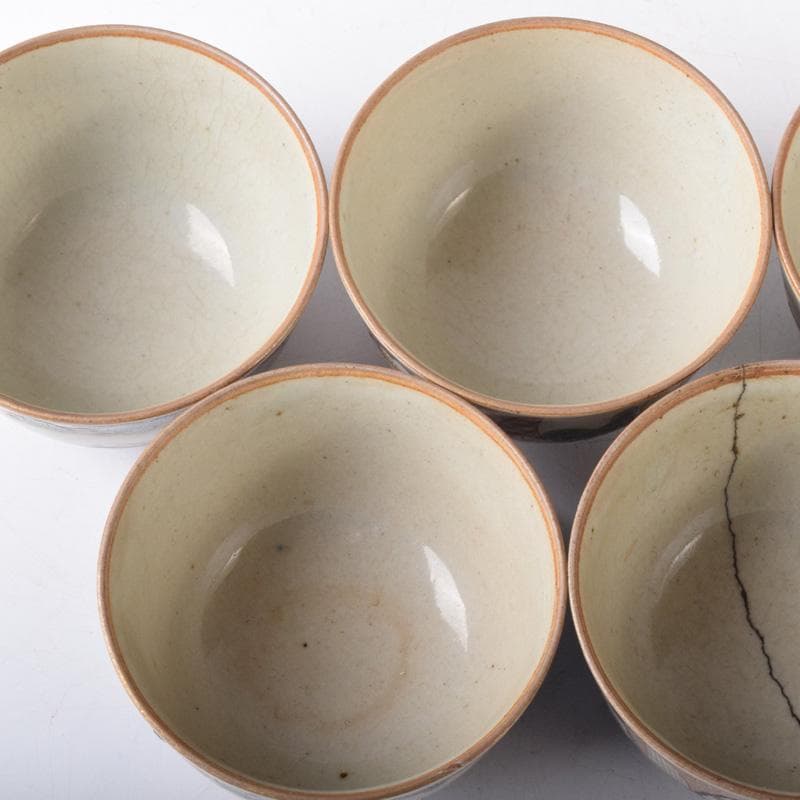 九谷焼 古九谷 九谷庄三造 赤絵金彩 山水楼閣人物文 煎茶碗 五