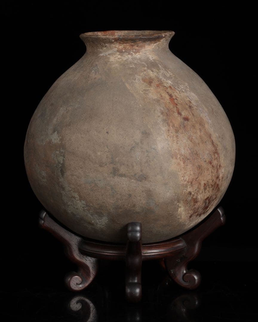 朝鮮美術 須恵器 新羅土器 壺 新羅無細土 出土品 木製台座 箱