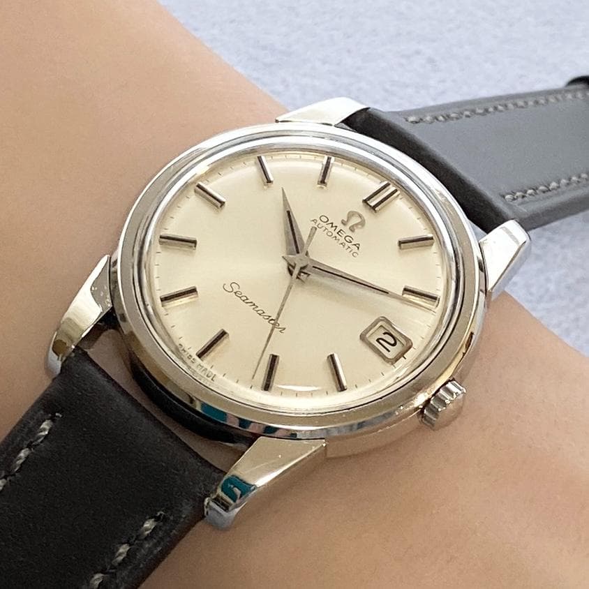 OH済 オメガ シーマスター デイト シルバーサンレイ 5.5振動 自動巻き