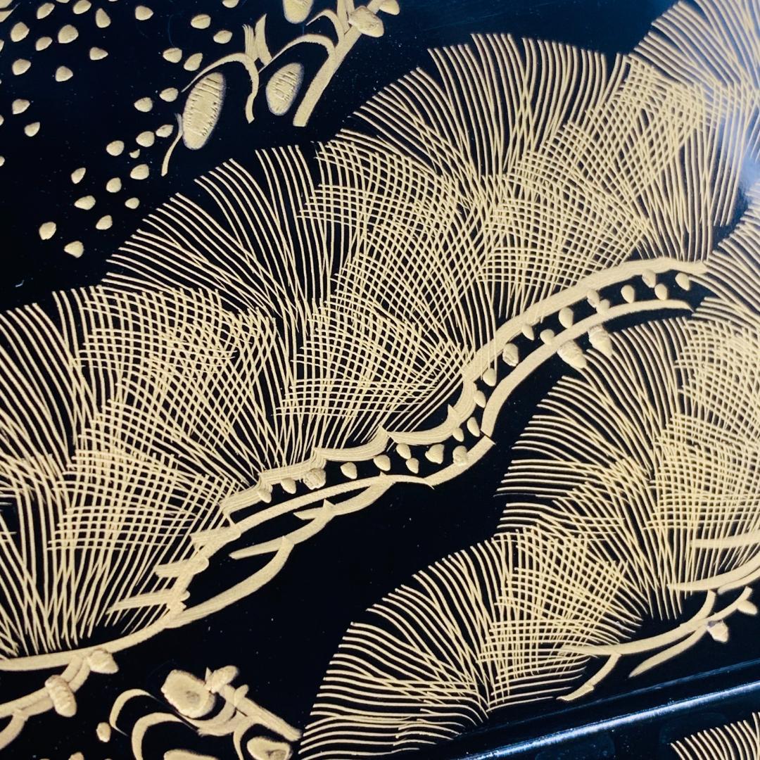 会津塗 三段重箱 沈金松竹梅 黒 木製 漆塗りお重箱 会津漆器 - メルカリ