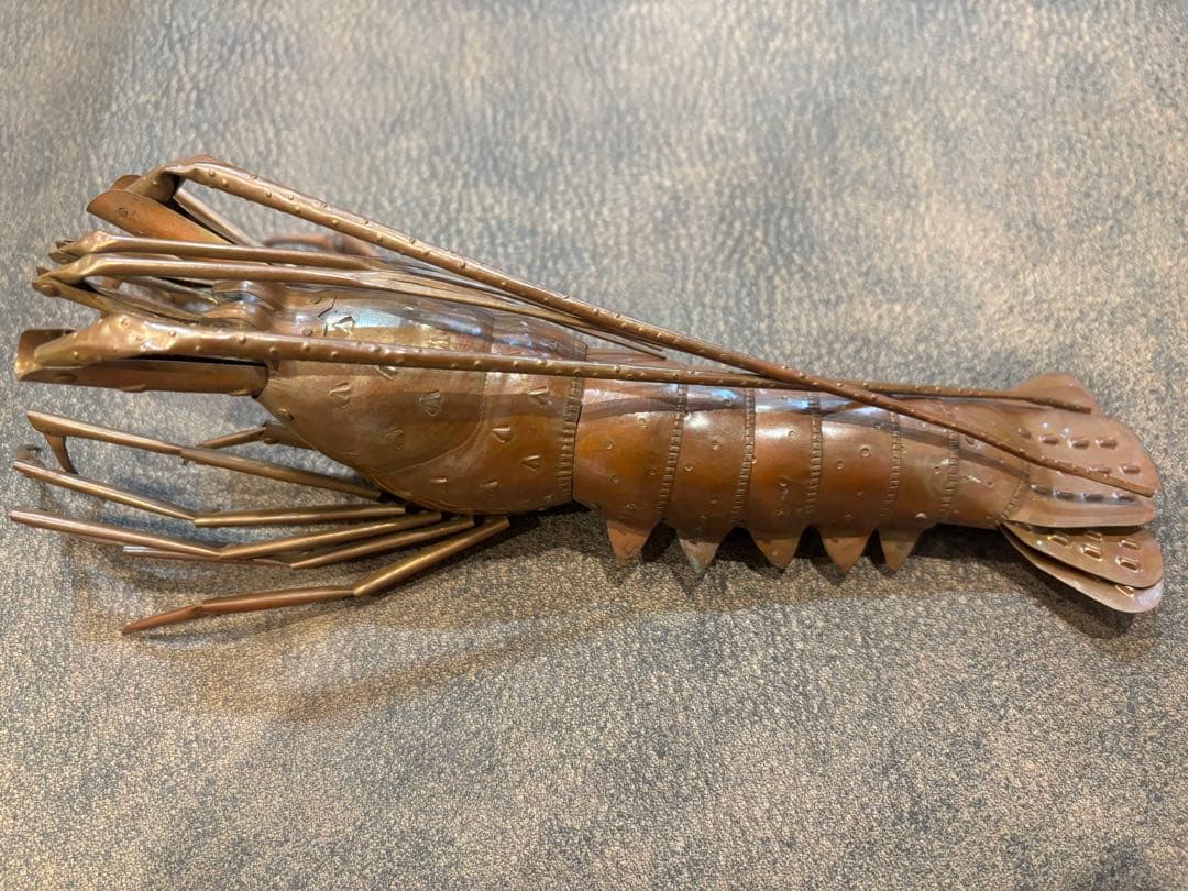 セール 【夢工房】明珍宗之作銅製海老自在共箱 148g SZ24 明珍宗之作