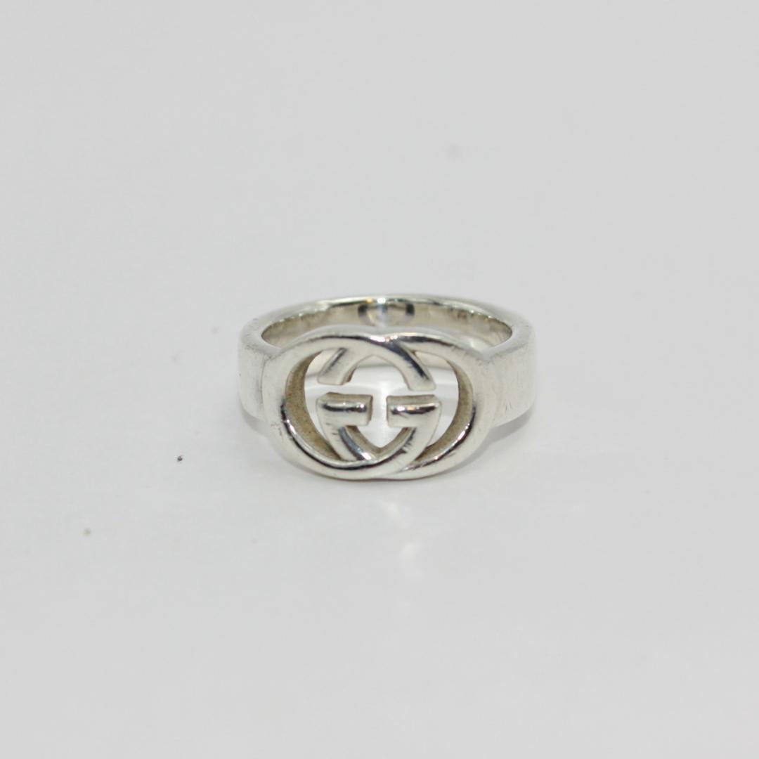 美品 GUCCI グッチ インターロッキング シルバー リング 指輪 13号