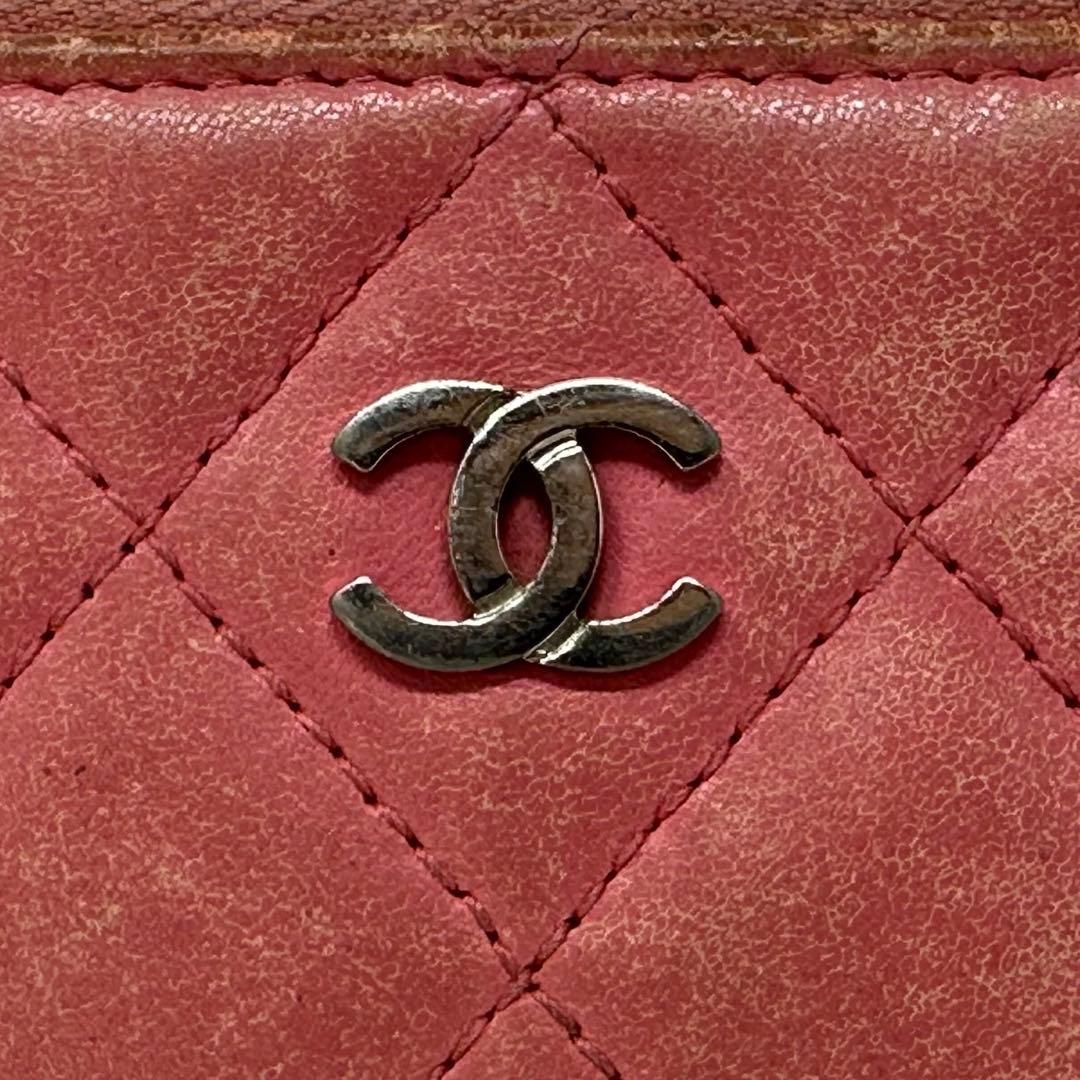 CHANEL シャネル ラムスキン ケース 小銭入れ ホルダー付き w8