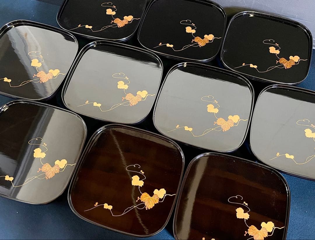 割引❣️「母」 輪島塗 蔦蒔絵 轡形 二の膳 10客 大向高洲堂 （125柱二）