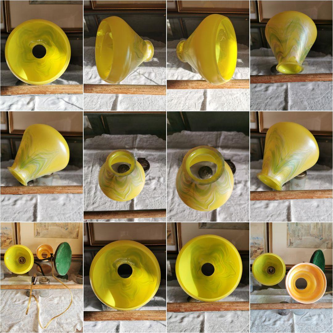 ランプシェイドのみ：アンティーク 玉虫黄色&翠&乳白&桜 ファブリル系