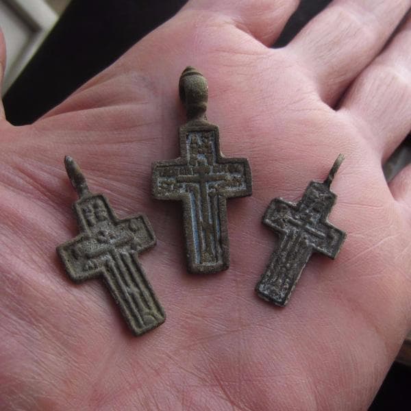 17世紀 ロシアン・クロス 3点セット 17 アンティーク ブロンズ ロザリオ