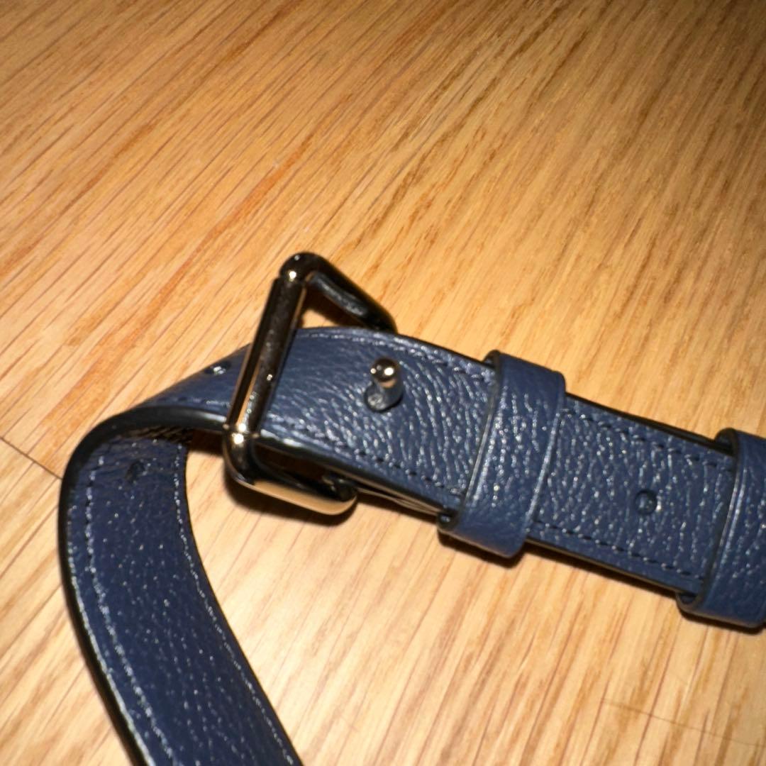 Coach ネイビーレザーショルダーバッグ