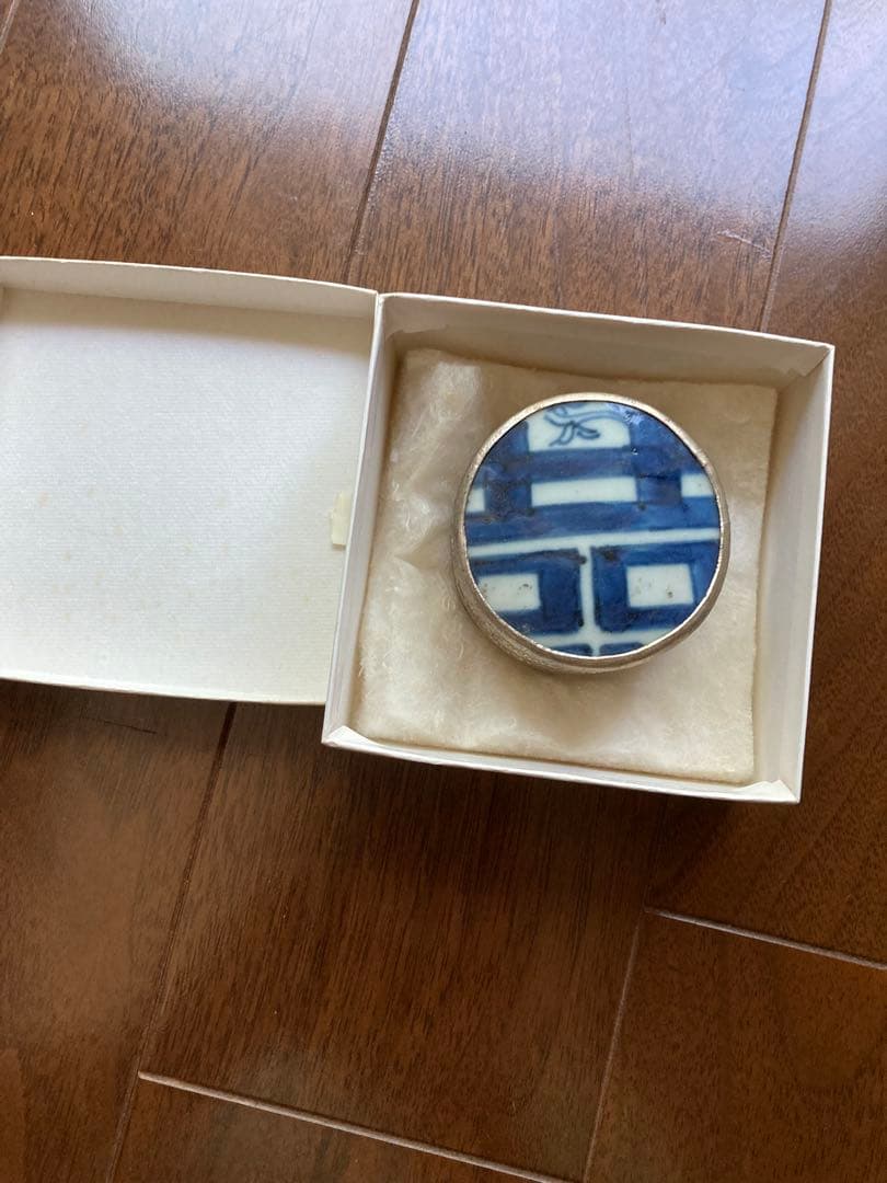 National Design museum 陶器 ボックス 小物入れ 青白 丸