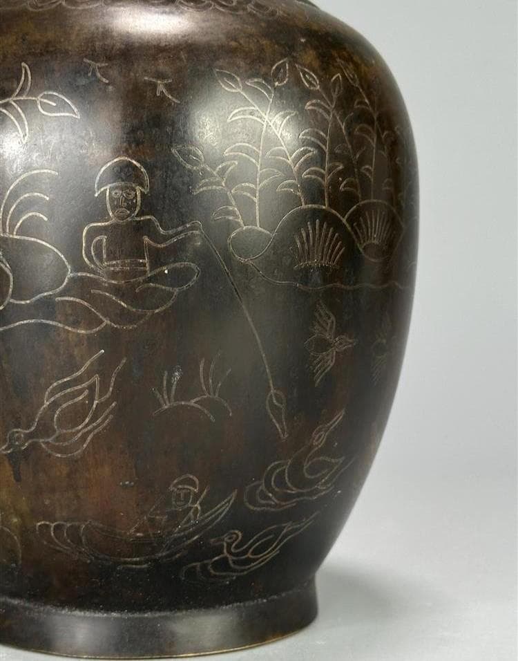 ◇『高麗金銅銀象嵌蒲柳水鳥紋浄瓶』 水瓶◇検）新羅仏 百済