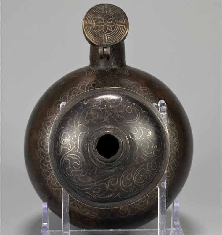 ◇『高麗金銅銀象嵌蒲柳水鳥紋浄瓶』 水瓶◇検）新羅仏 百済