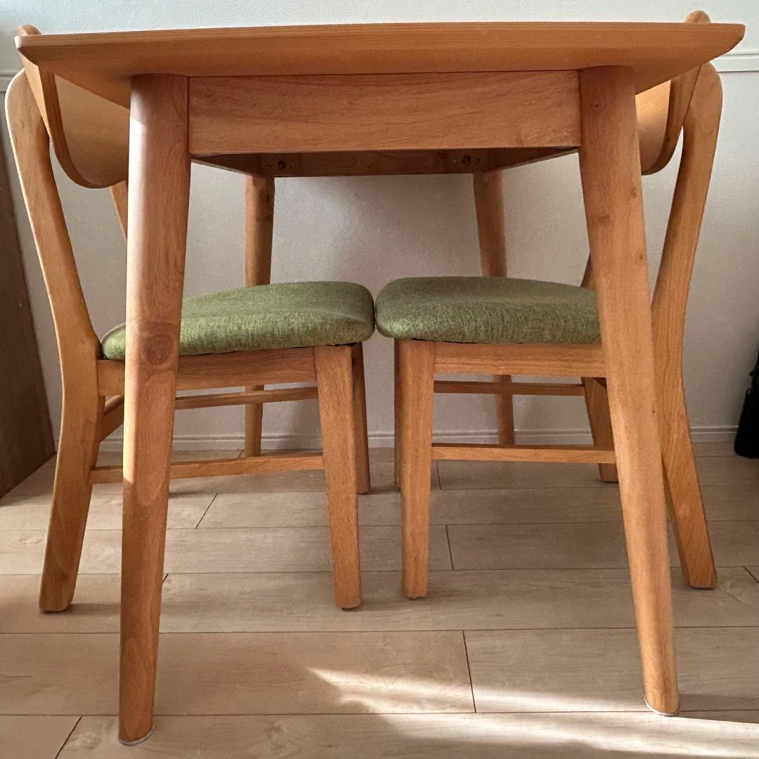 【群馬近郊】　ダイニングテーブル　イス　3点セット　1〜2人用　コンパクト