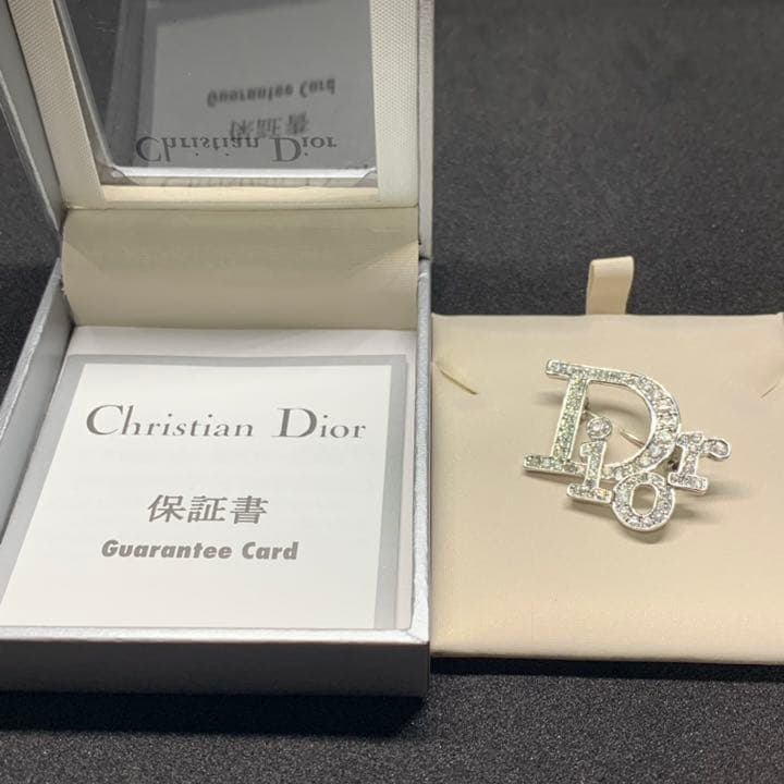 極美品✨ ディオール ピンブローチ CDロゴ ラインストーン ゴールド 箱