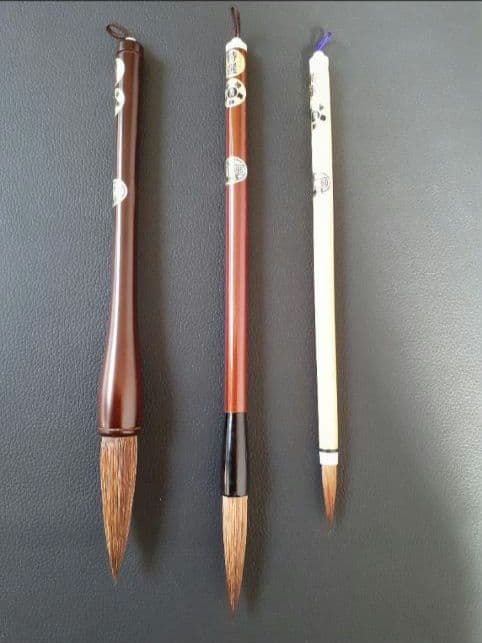広島県伝統工芸品熊野筆 天然木軸天尾筆5号 太筆3号兼毛 小筆兼毛筆