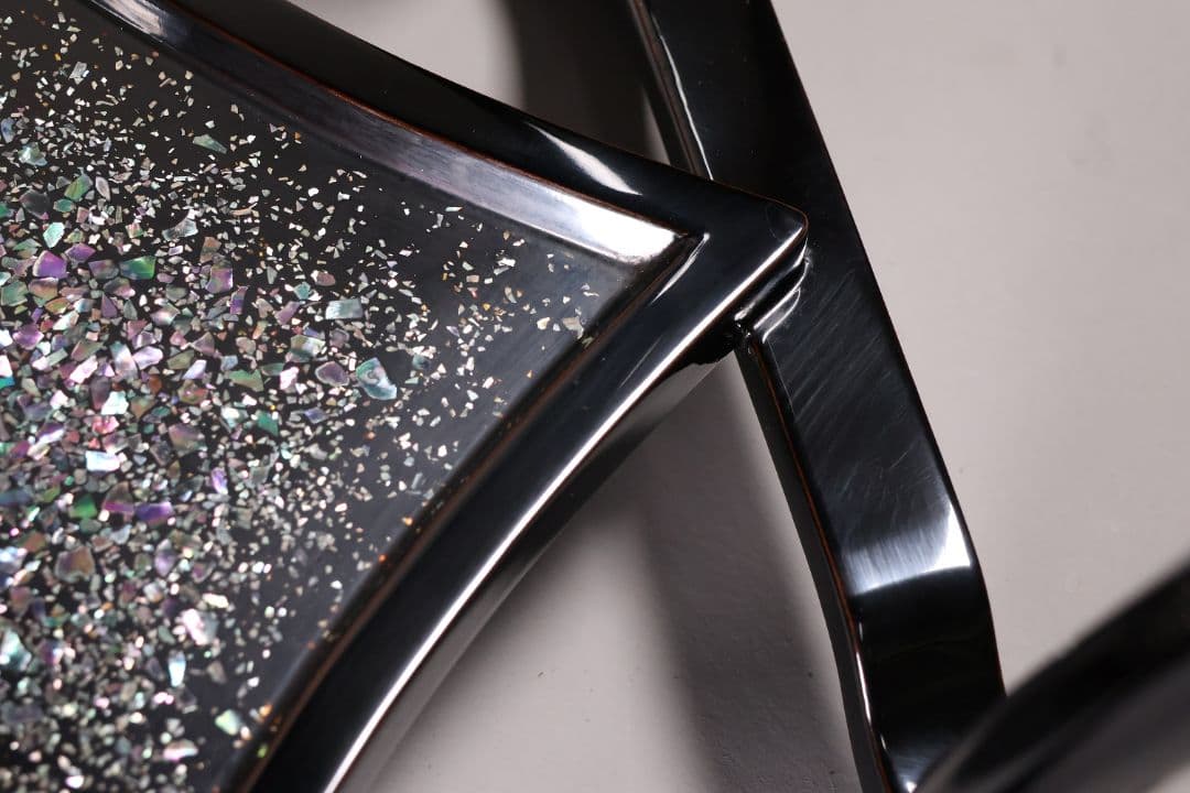 漆芸 螺鈿細工 二段 高卓 47.5cm 花台 香炉台 黒塗 木製【MA822】