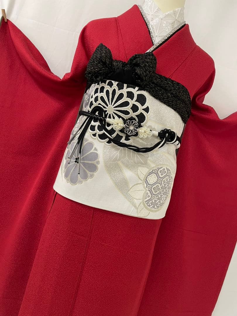 売約済み【Retoro -Modern】★★正絹　無地　振袖5点セット★★