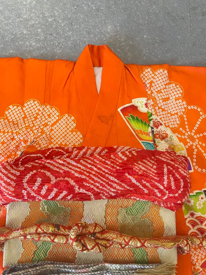 七五三　3歳　セット女児着物女の子アンティーク帯揚げ帯締めしごき