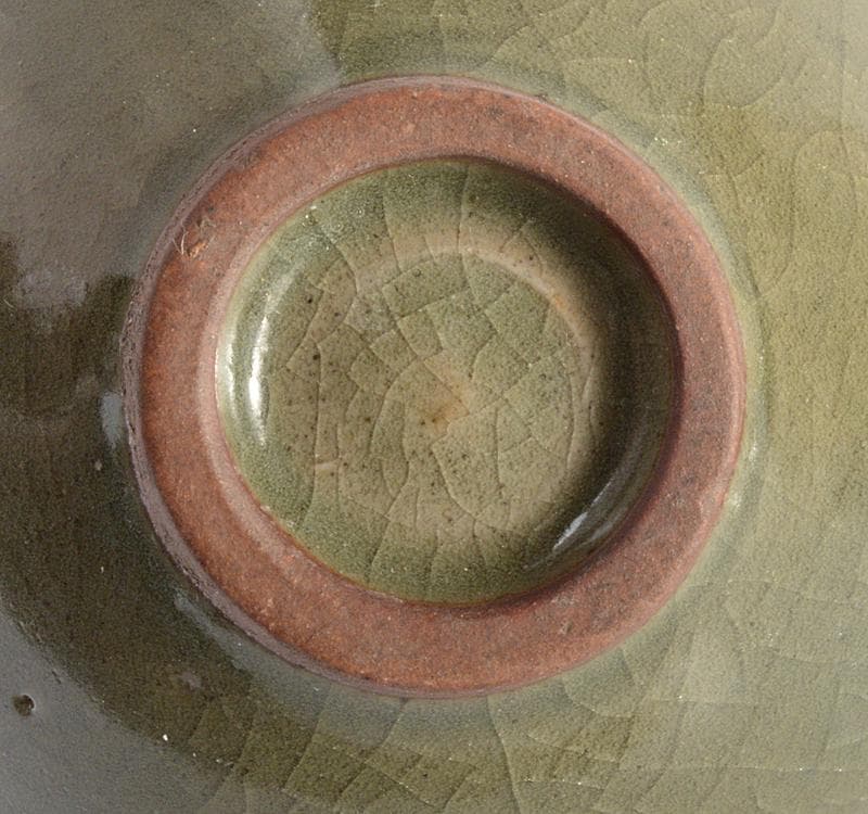 中国　龍泉窯青磁　刻花卉文鉢　茶碗　一対　V　R4690