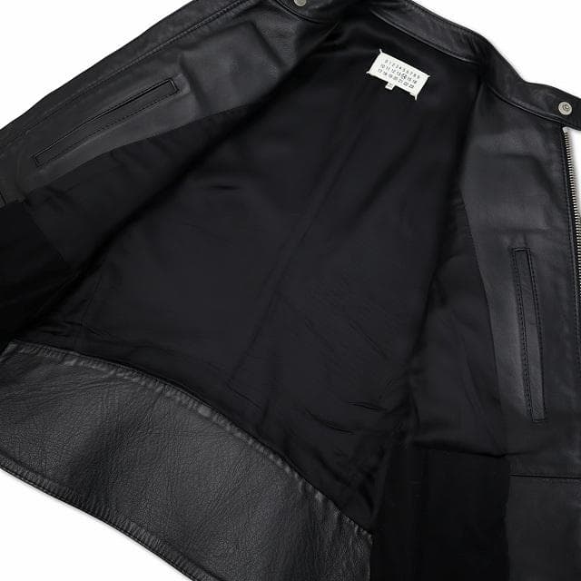 メゾンマルジェラ 14 レザー 5ジップ 8の字 ライダースジャケット 46