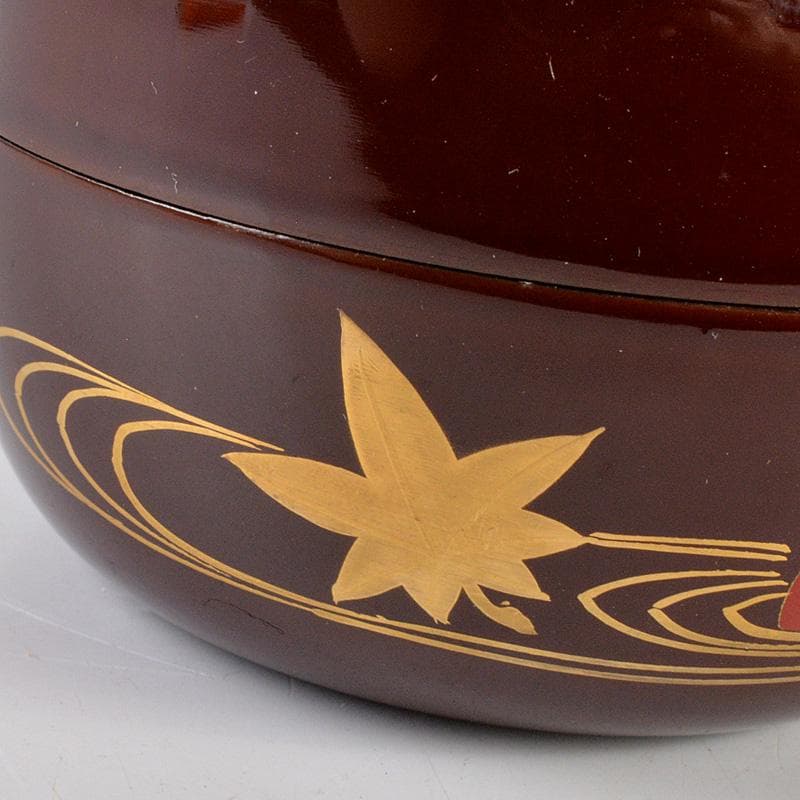 茶道具　蒔絵師　一瓢斎造　片水車蒔絵　平棗　共箱　V　6201