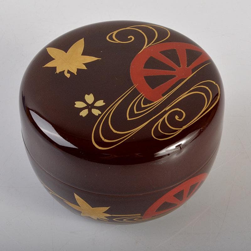 茶道具　蒔絵師　一瓢斎造　片水車蒔絵　平棗　共箱　V　6201