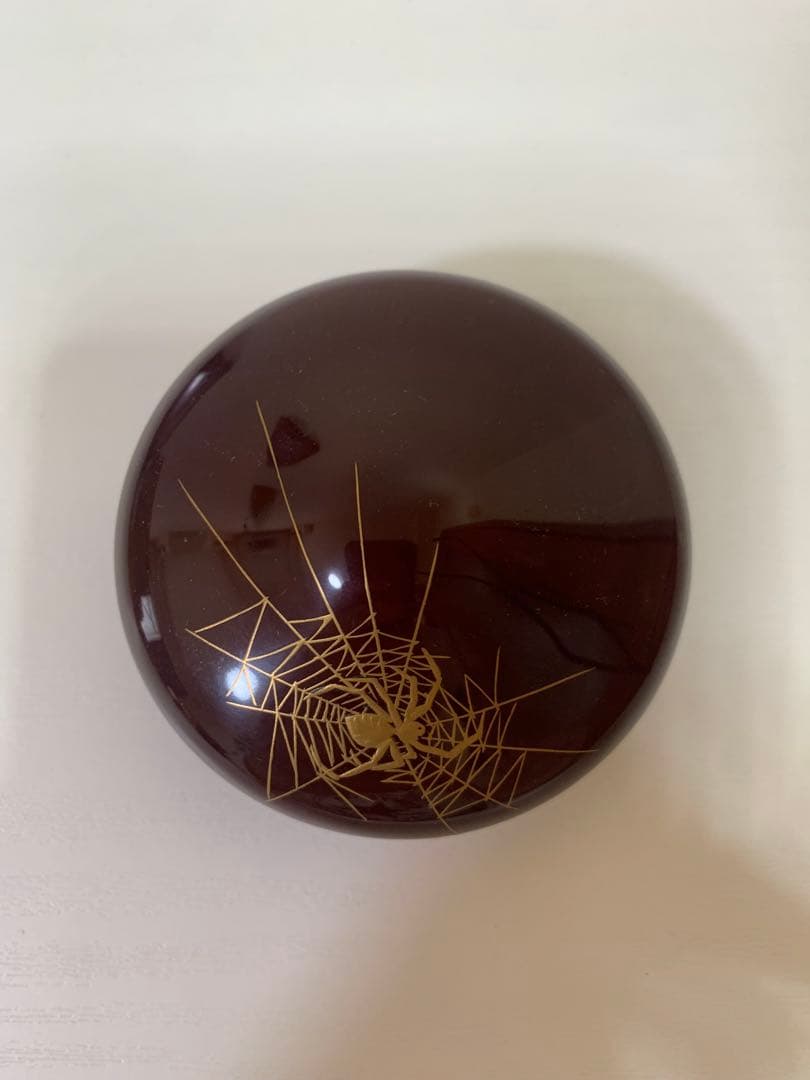 川瀬表完 蜘蛛蒔絵 宝珠香合 美品