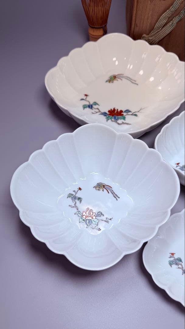 大正～昭和初期 十二代 酒井田柿右衛門 牡丹鳳凰画 揃物