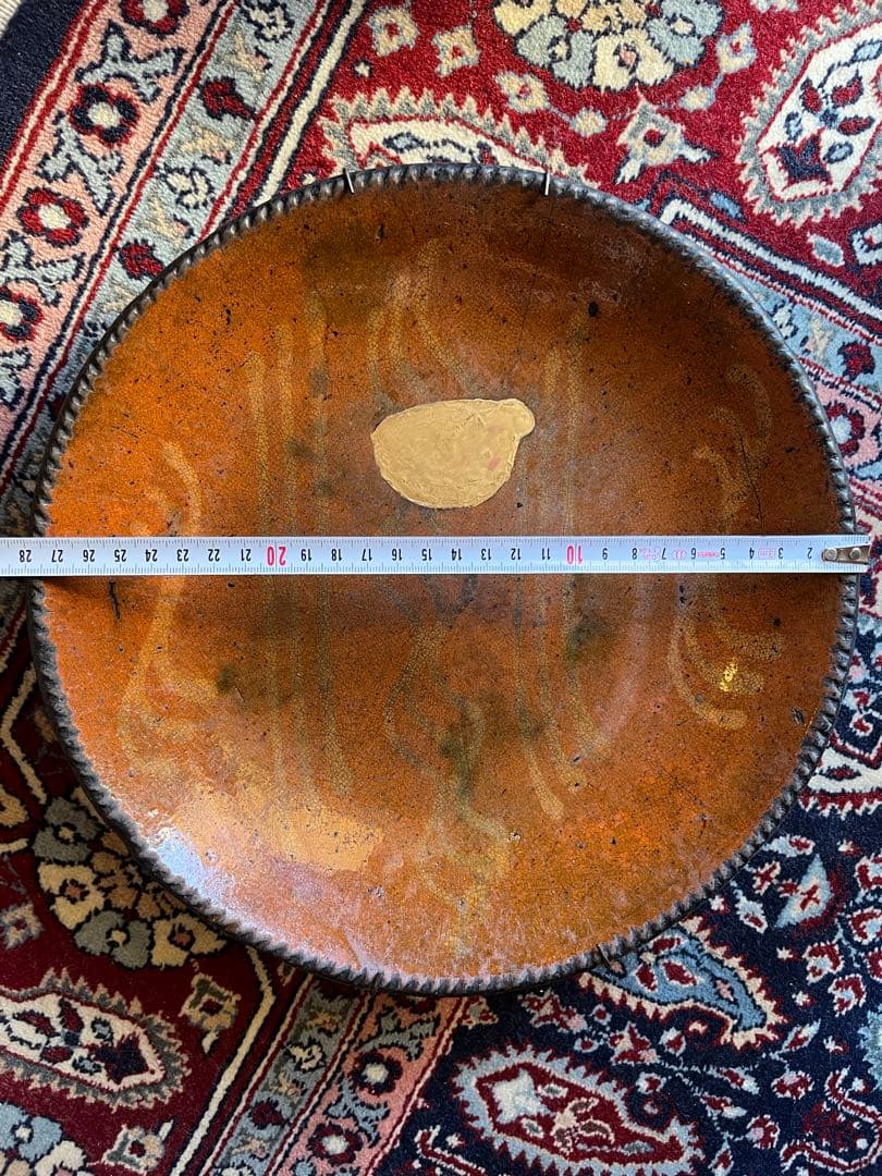 19世紀アンティーク/古民藝アメリカ/レッドウェア/スリップウェア パイ