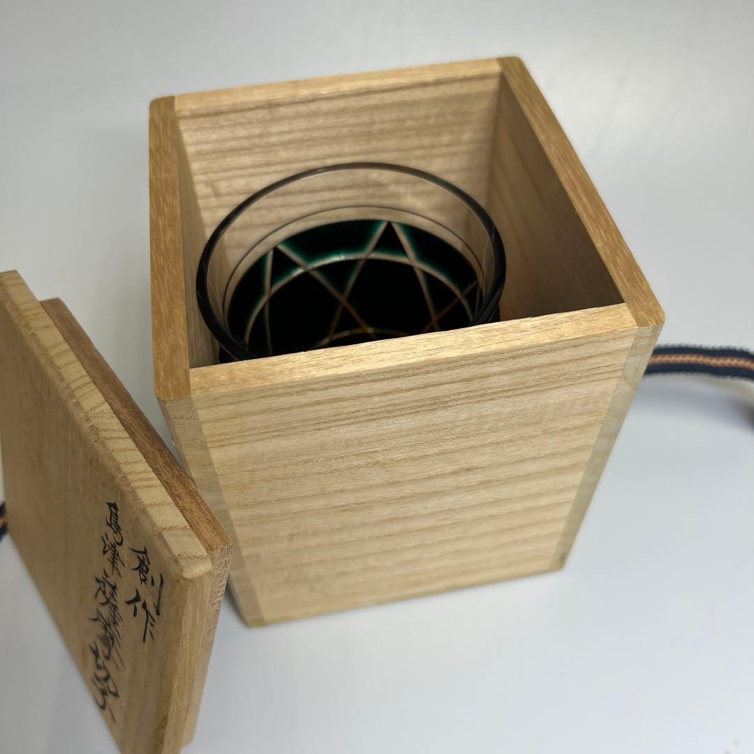 島津磯斉 薩摩切子オールドファッションタンブラー 共箱 東Y7-1203☆1F｜