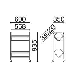 中古】 PLUS ファイルワゴン 600×350×935mm 斜め 書類収納