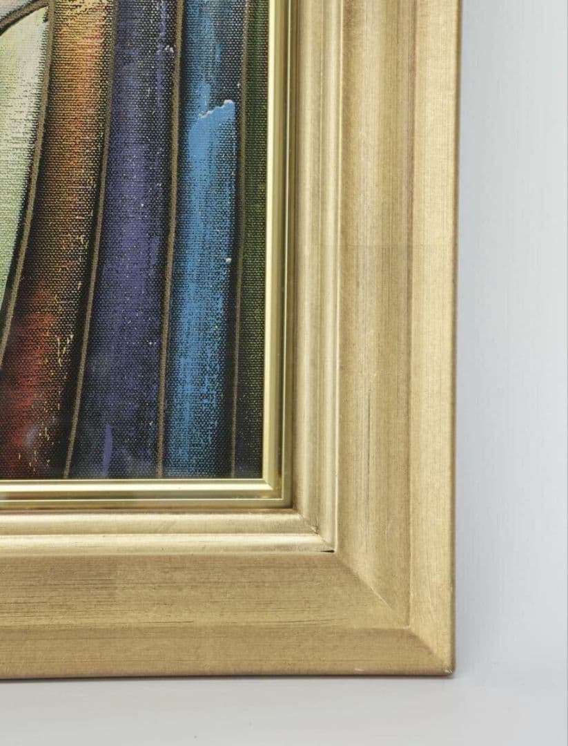 【額装】キュビズム風 女性人物画 模写 現代アート 油彩風インテリア 52×43