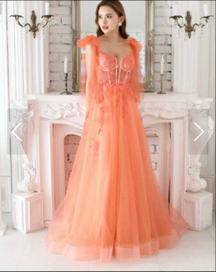 JEAN MACLEANジャンマクレーンショルダーリボン　オレンジ　M ドレス