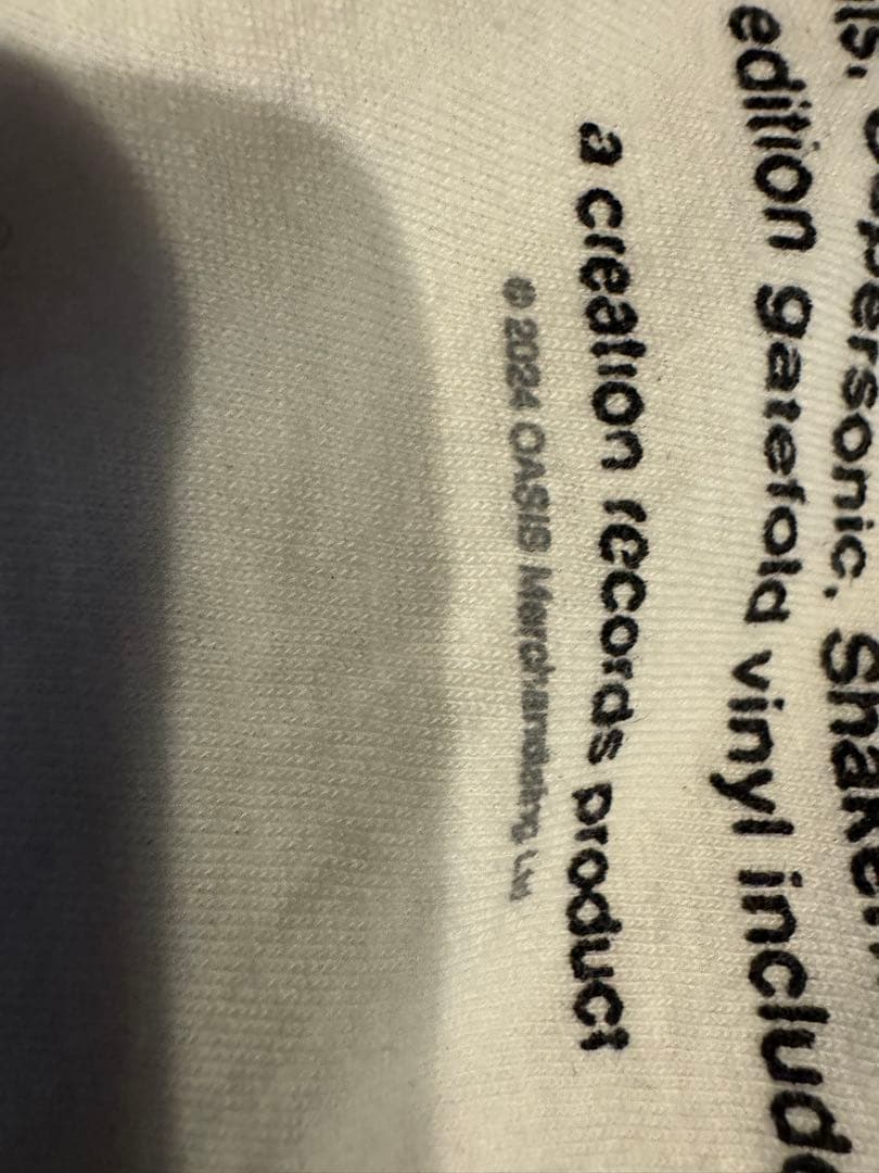 oasis Tシャツ白、黒文字モノトーン、XL2024コピーライト入り