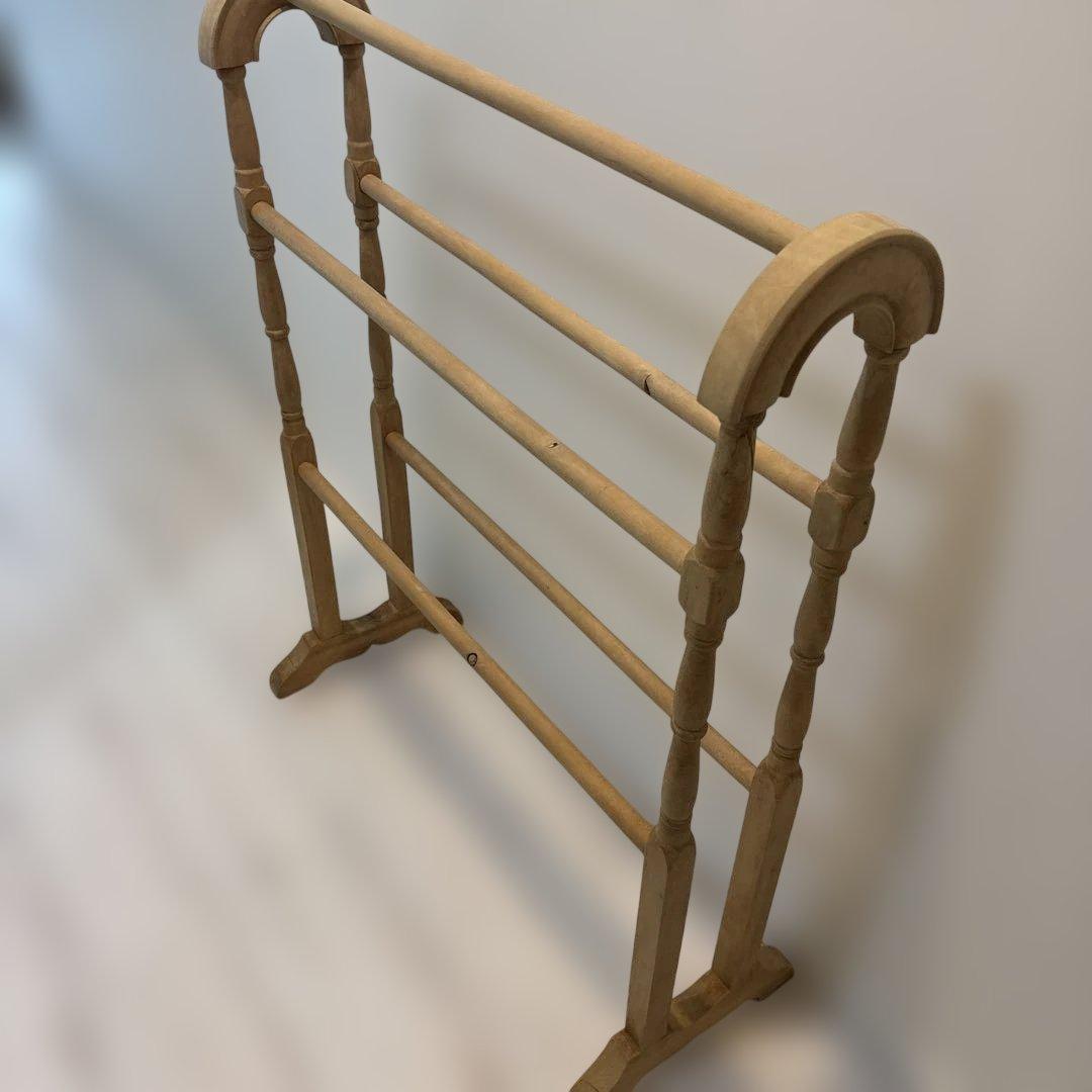 アンティーク 木製タオルバー キルトラック リネン掛け クロス