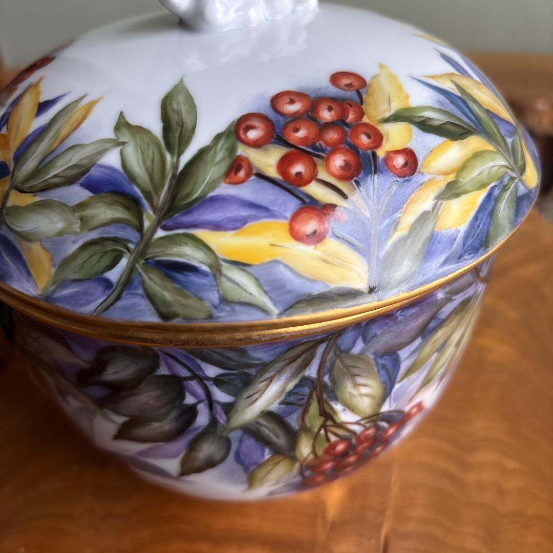 金彩 南天 作家物 蓋物 高さ17cm