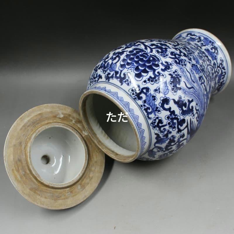 清康煕青花を着て鳳紋将軍缶 景徳鎮 陶磁器 装飾品