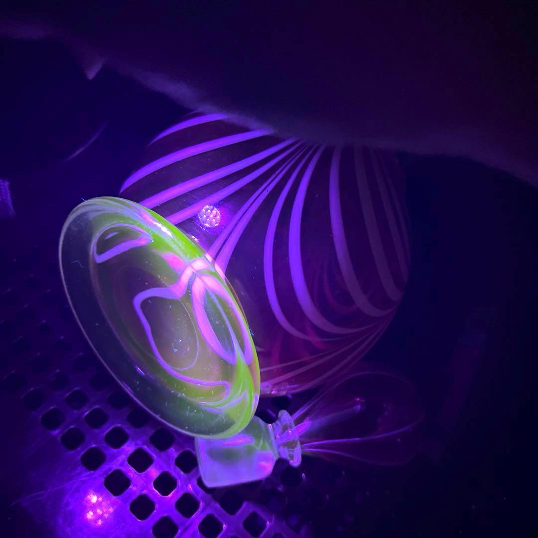 骨董 時代ガラス 希少 金赤ガラス 掻き揚げ紋 カラフェ 酒器 ウランガラス