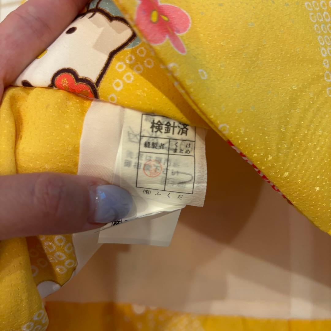 【美品】ハローキティ 七五三 着物セット平成レトロ　足袋付きイエロー3歳