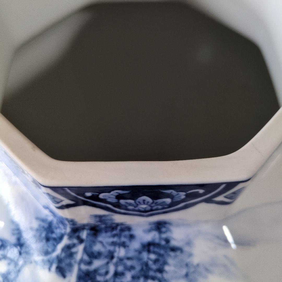 TKです。有田焼 神右衛門　染付山水図 　染付細密絵図花瓶 飾壺 古美術