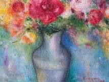 【模写】絵画　青山義雄　油彩4号　ROSE　色彩豊かな薔薇の花束　Y171