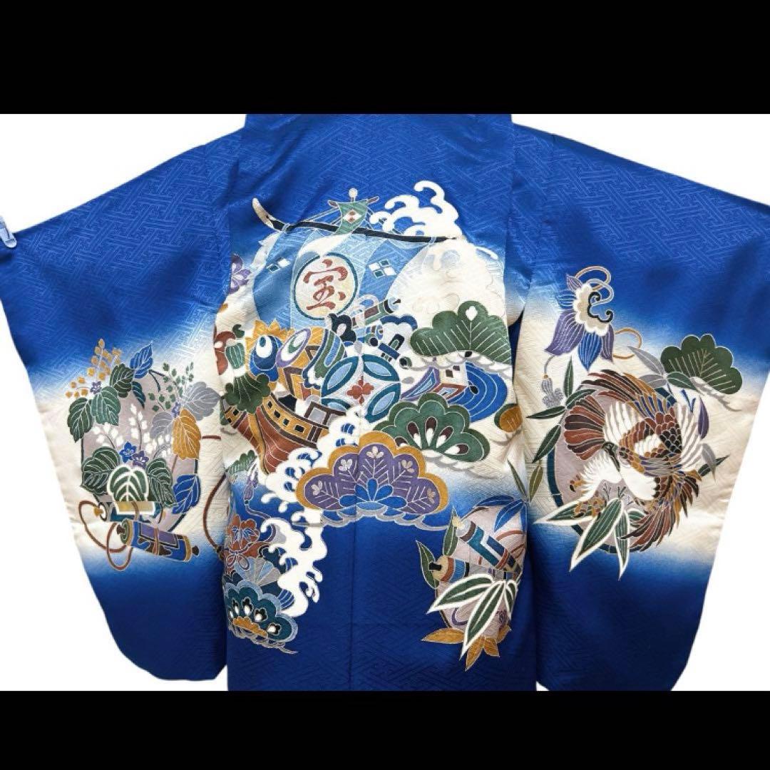 七五三着物♢5歳　男の子　セット　一式　大漁船　青　紺色