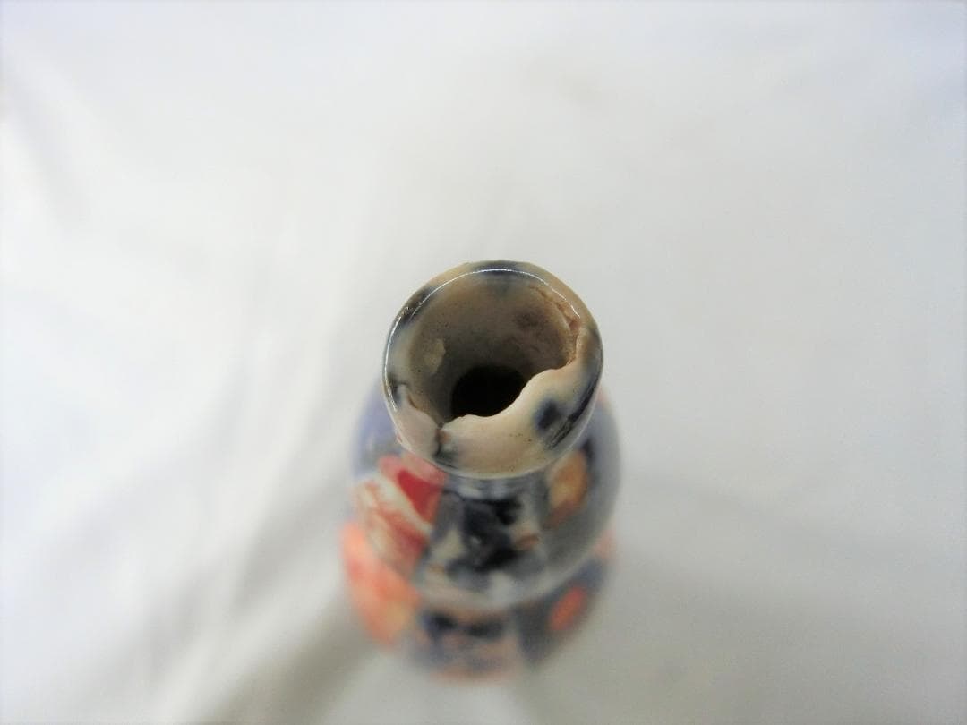 伊万里 細長瓢箪徳利 色絵 鑑賞陶磁器 花紋】◇骨董古美術 インテリア 花器