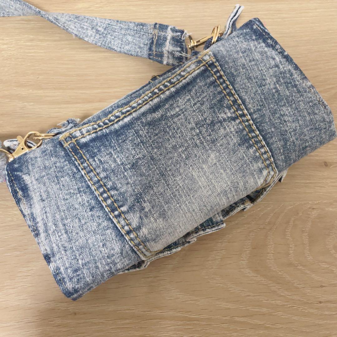 デニム リメイク フリル ウォレット ショルダー 2点セット