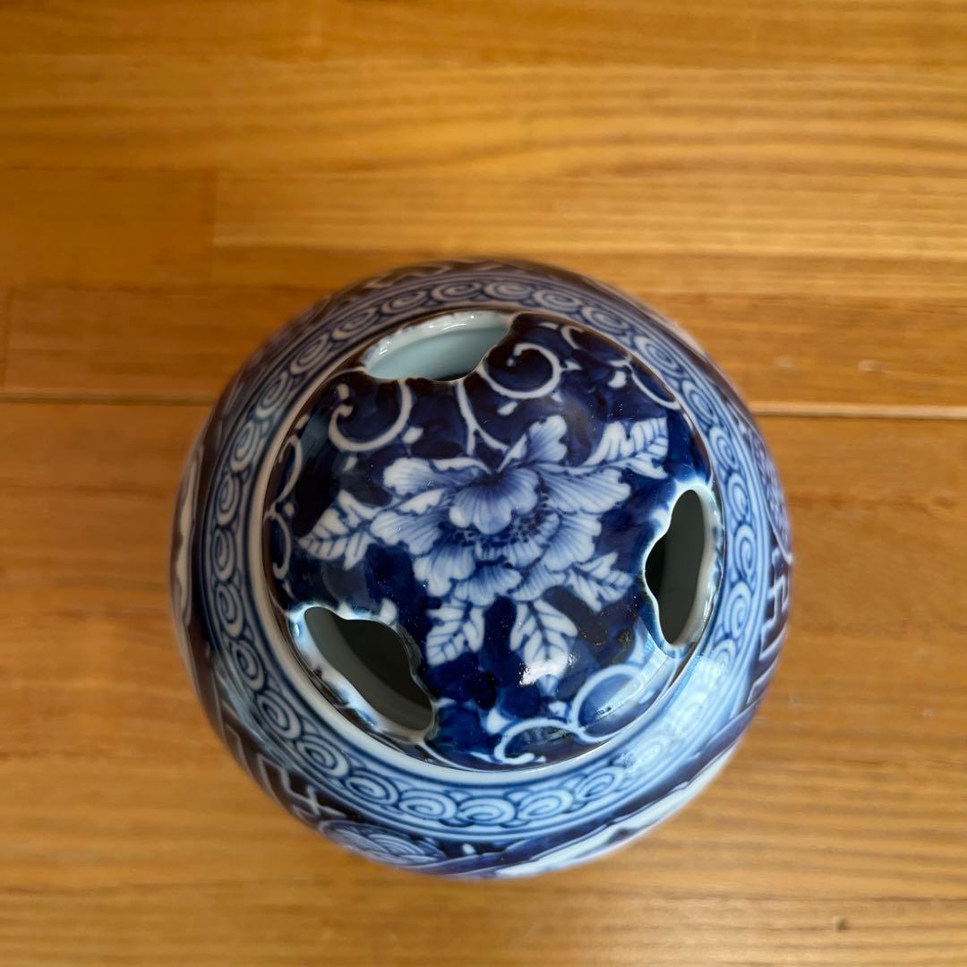 松泉 京都 日吉窯 染付山水 香炉